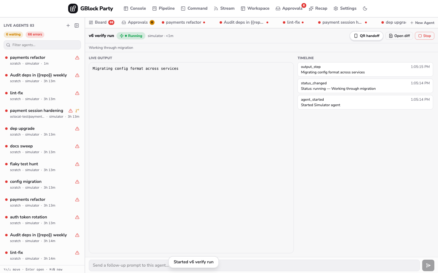 Live agent tab