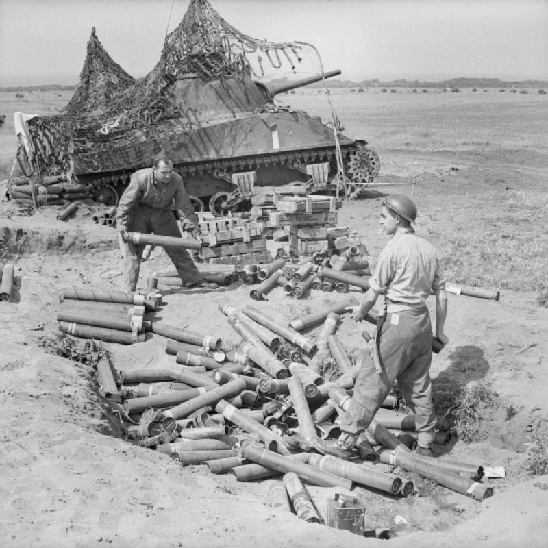 M4 Sherman 75 mm tanks in the indirect fire role, Anzio, May 1944